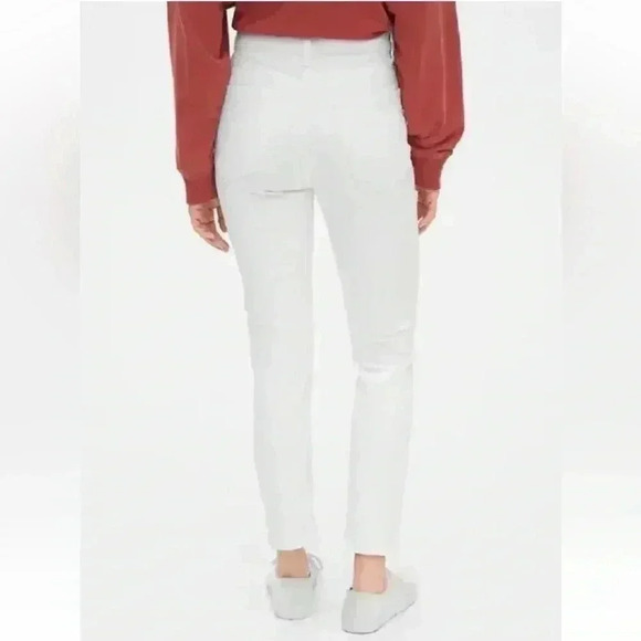 Gap High  Rise Slim Straight Leg Cigarette Jeans Button Fly White Denim Size 26 - Picture 3 of 14